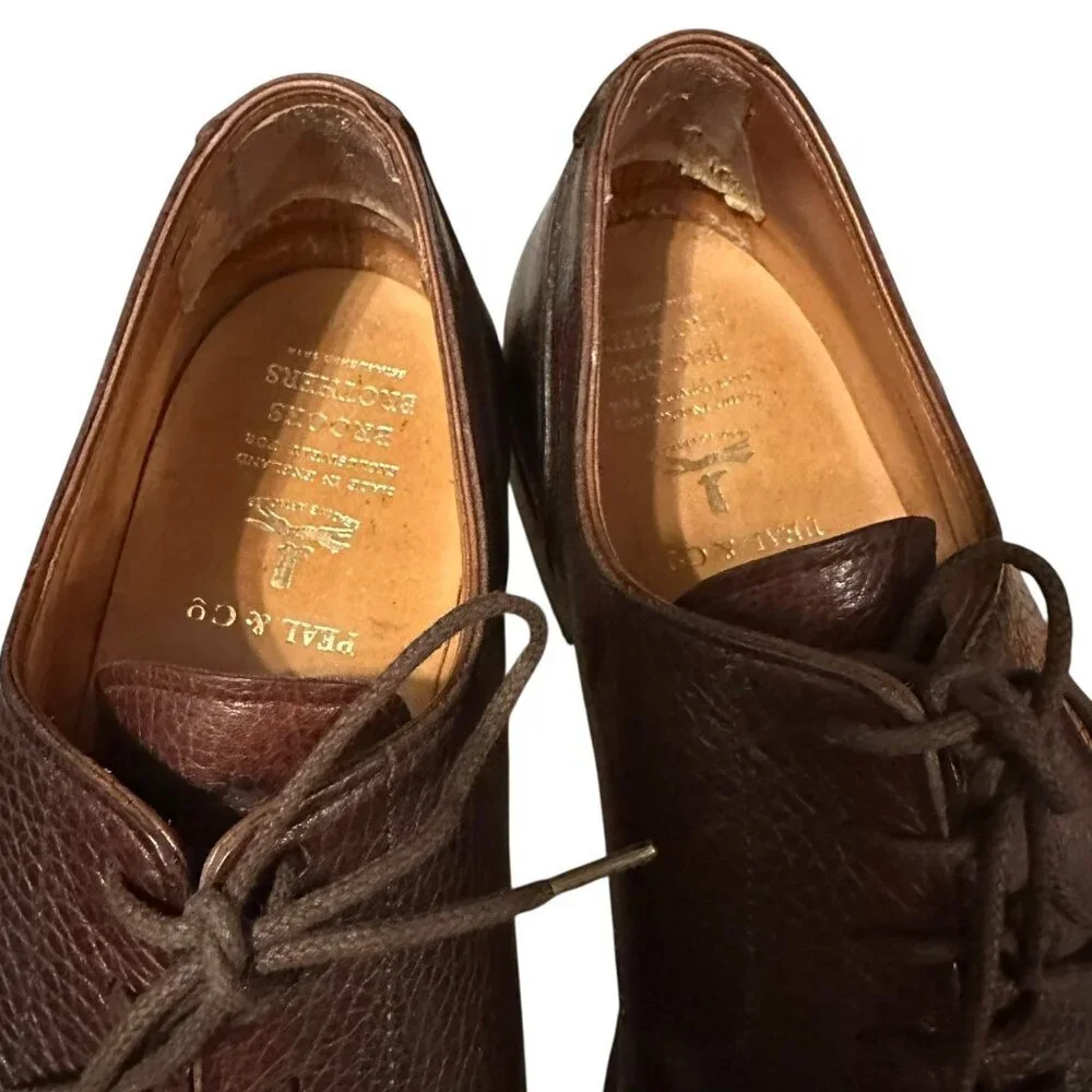 Brooks Brothers Peal & Co Brown Grain Alogonquin Leather Oxford Shoes Size 8.5 D